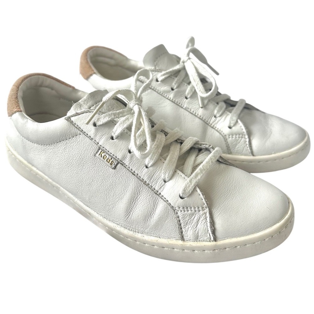 Keds Ace Leather Sneaker Womens‎ 8.5 White Blush WH58548 Low Top Lace Up